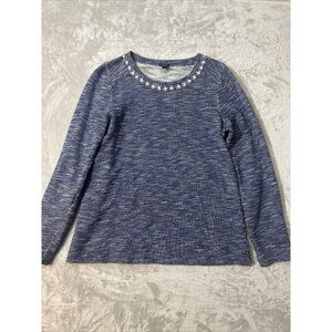Women’s J.crew Sweater Blue Rhinestone Neckline Size Small